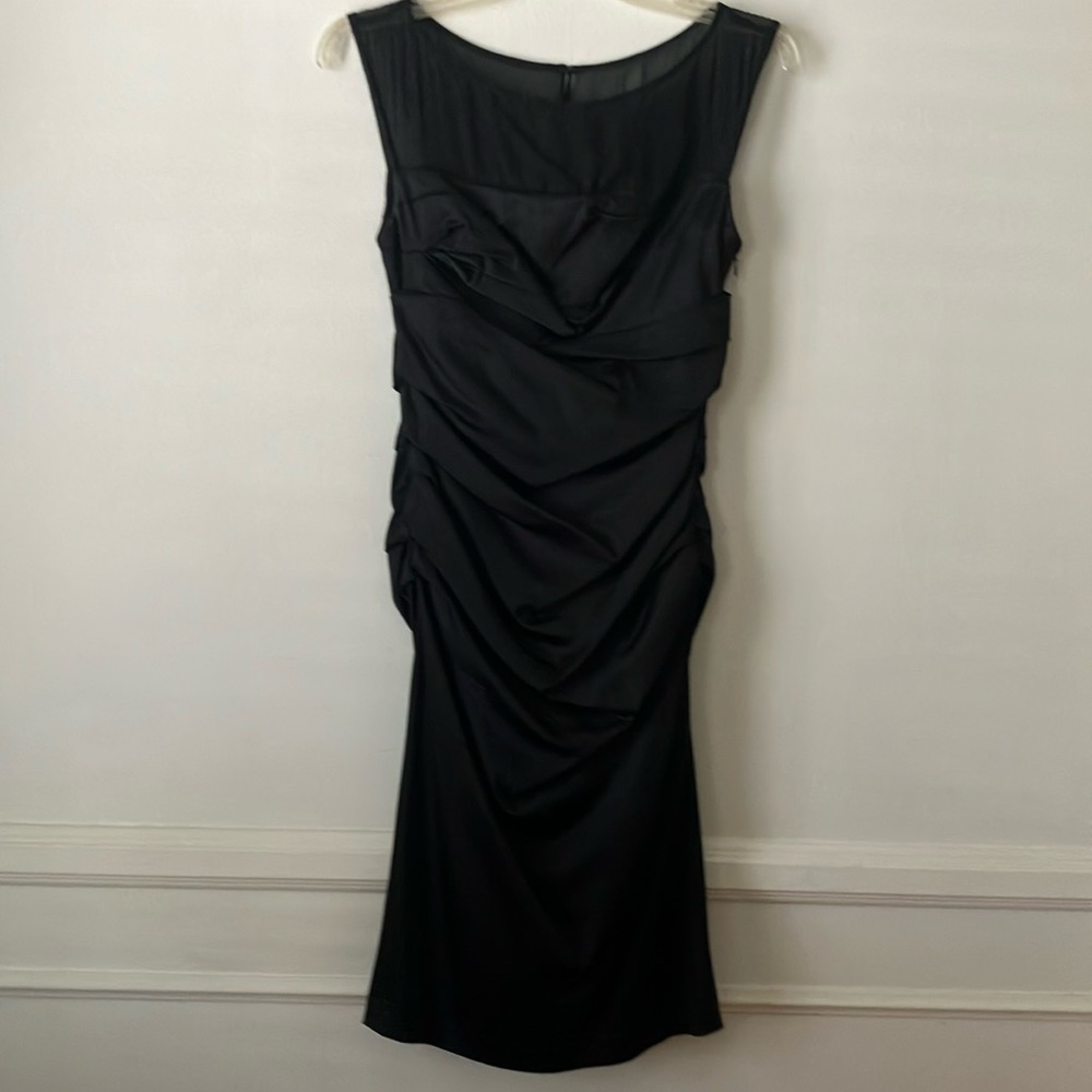 Suzi Chin for Maggy Boutique Satin Ruched Cocktail Dress
